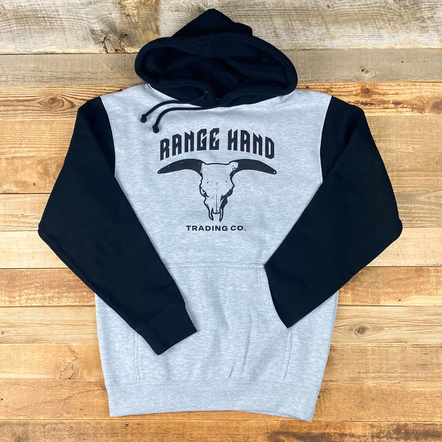 Range Hand Bull Skull Heavyweight Hoodie - Grey/Black