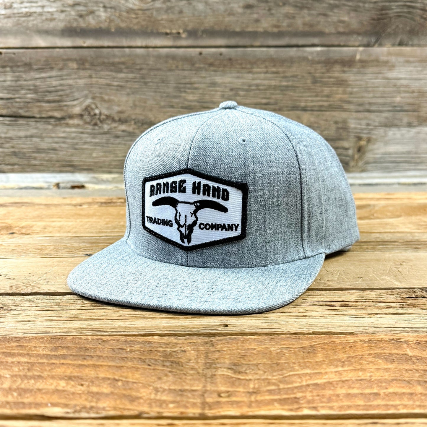 Badge Patch Wool Blend Flatbill Snapback - Heather Grey