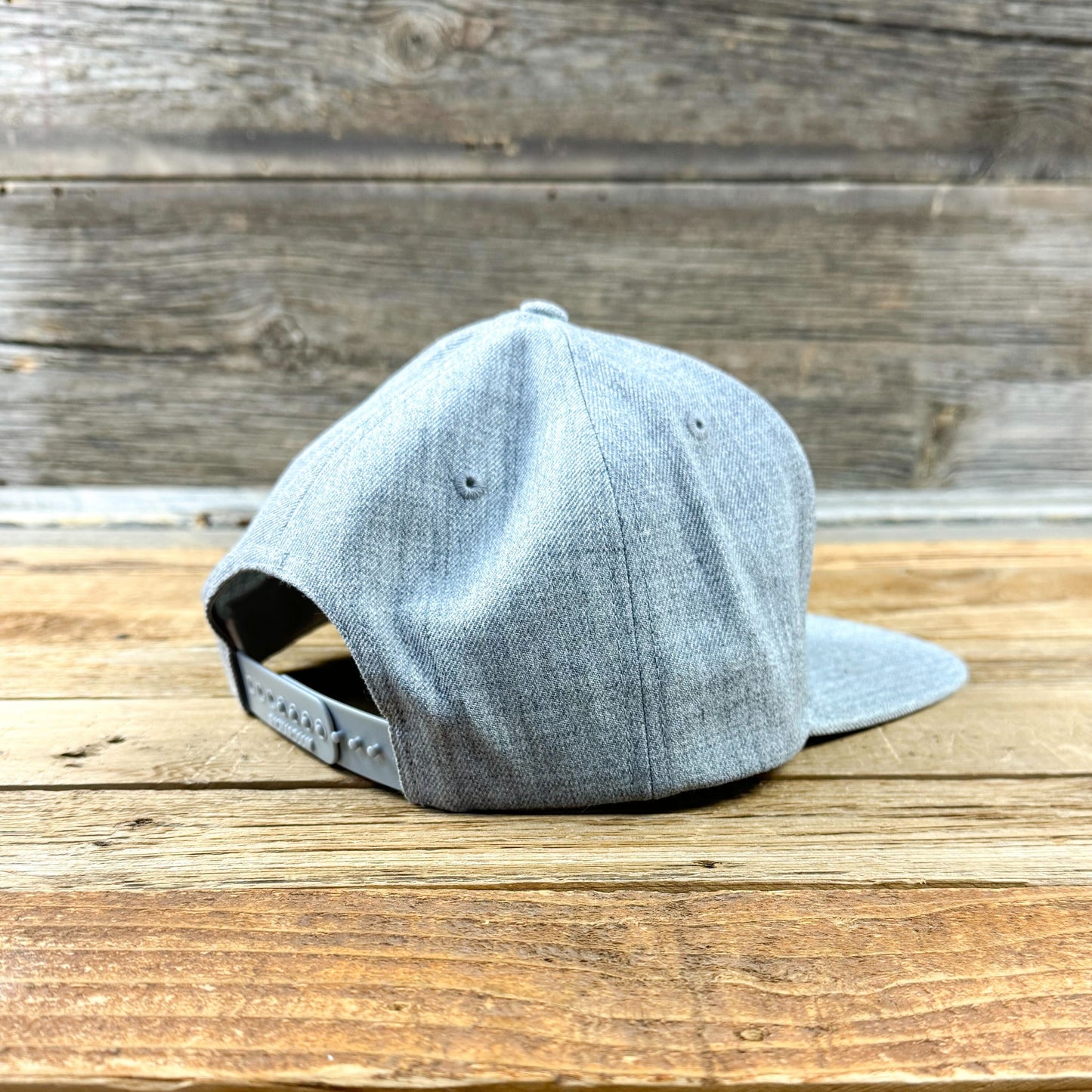 Badge Patch Wool Blend Flatbill Snapback - Heather Grey